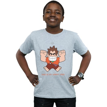 textil Niño Camisetas manga corta Disney Wreck It Ralph Happy Face Gris