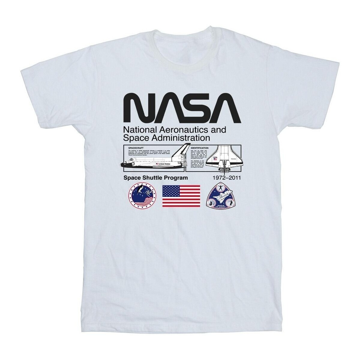 textil Niña Camisetas manga larga Nasa Space Admin Blanco