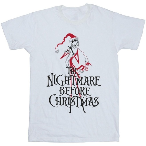 textil Hombre Camisetas manga larga Disney The Nightmare Before Christmas Santa Blanco
