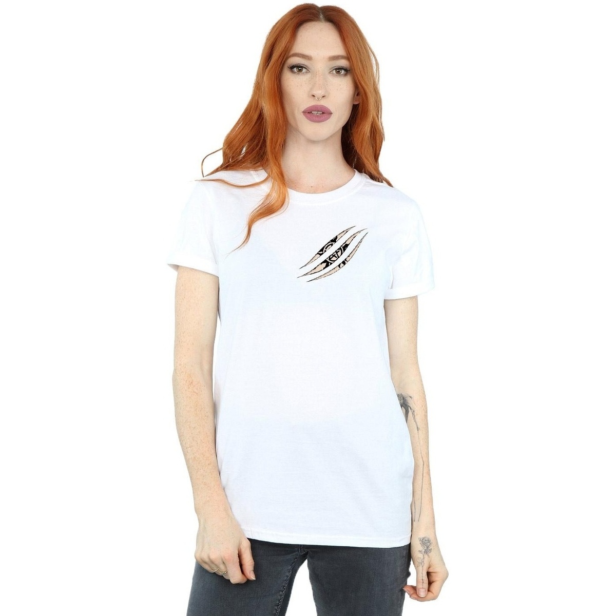 textil Mujer Camisetas manga larga Supernatural Symbol Scratch Blanco