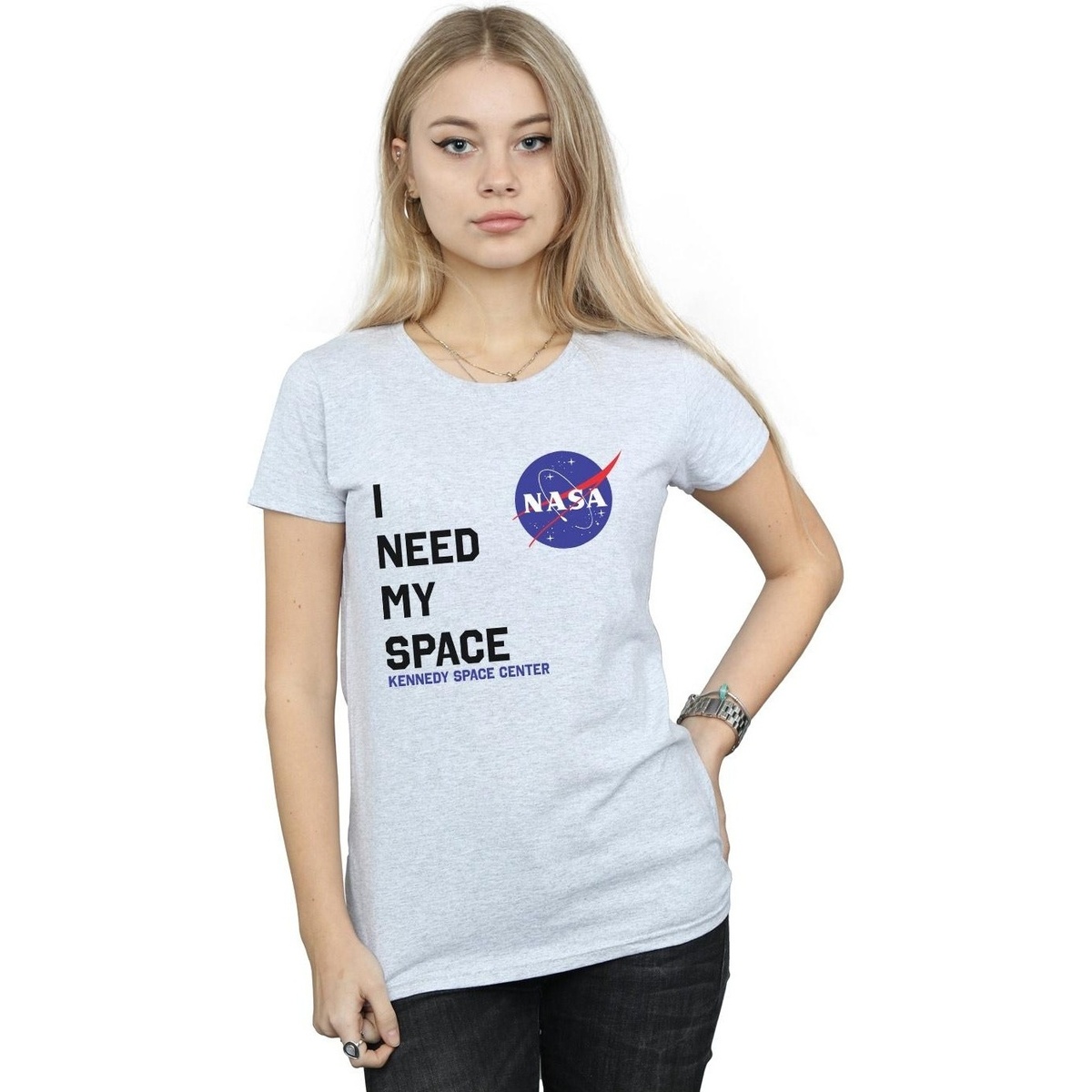textil Mujer Camisetas manga larga Nasa I Need My Space Gris