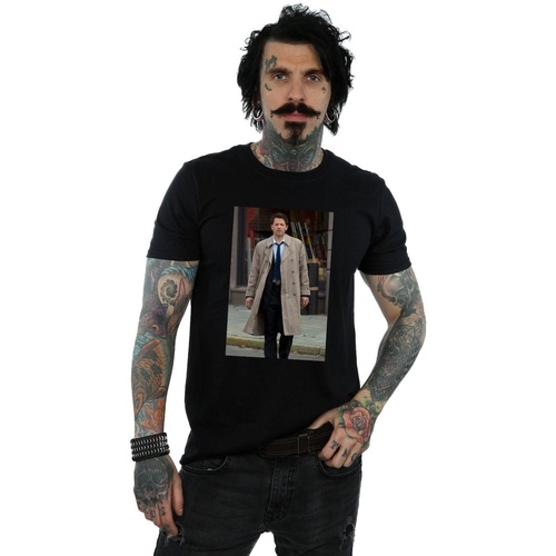 textil Hombre Camisetas manga larga Supernatural Castiel Photograph Negro