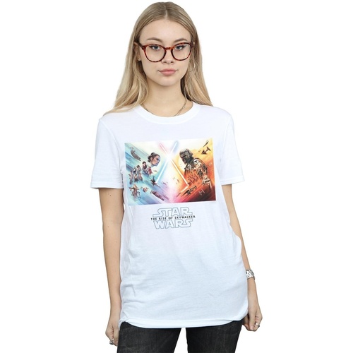 textil Mujer Camisetas manga larga Star Wars The Rise Of Skywalker Battle Poster Blanco