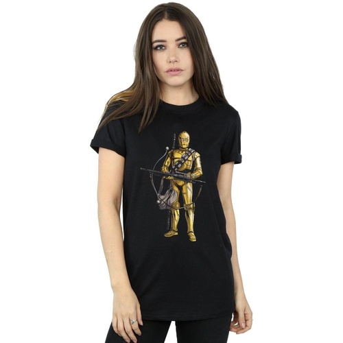 textil Mujer Camisetas manga larga Star Wars The Rise Of Skywalker C-3PO Chewbacca Bow Caster Negro