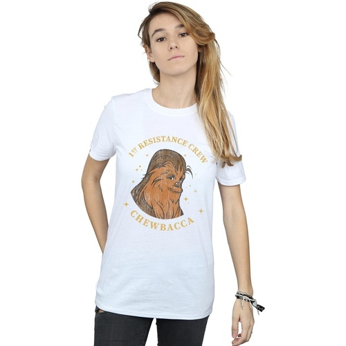 textil Mujer Camisetas manga larga Star Wars The Rise Of Skywalker Chewbacca First Resistance Crew Blanco