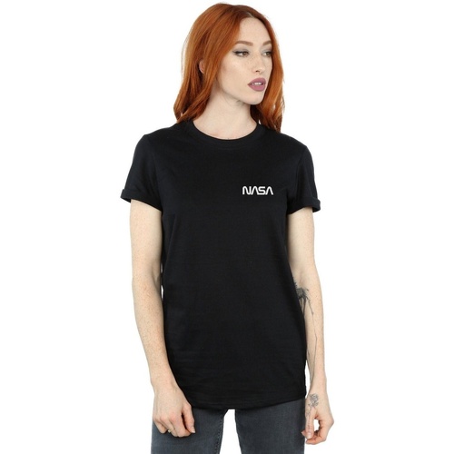 textil Mujer Camisetas manga larga Nasa Modern Logo Chest Negro