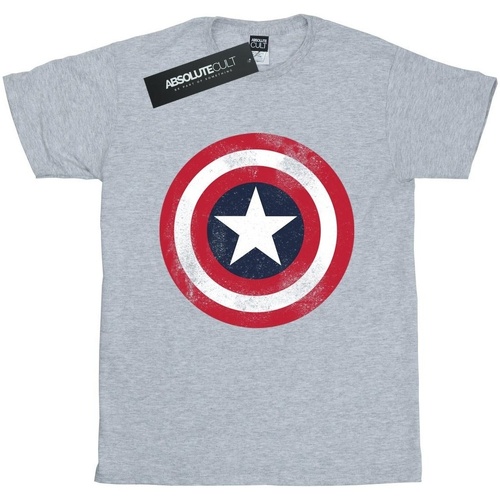 textil Mujer Camisetas manga larga Marvel Captain America Distressed Shield Gris
