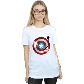 textil Mujer Camisetas manga larga Marvel Captain America Turntable Blanco