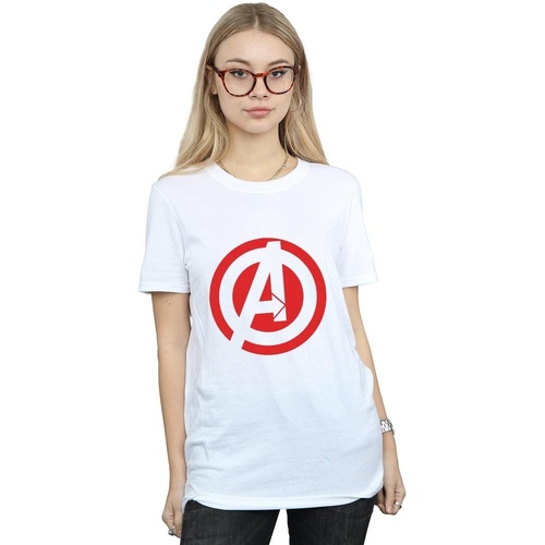 textil Mujer Camisetas manga larga Marvel Avenegers Assemble Solid A Logo Blanco