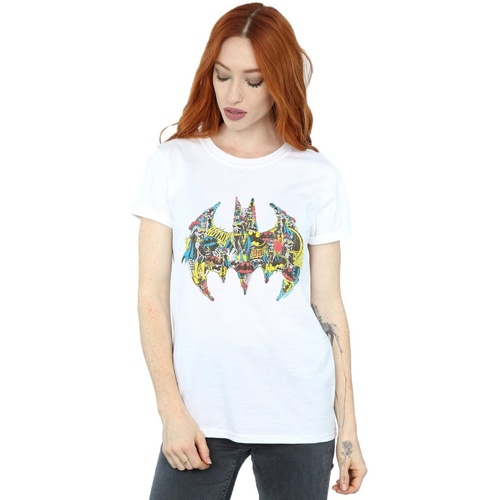 textil Mujer Camisetas manga larga Dc Comics Batman Batgirl Logo Collage Blanco