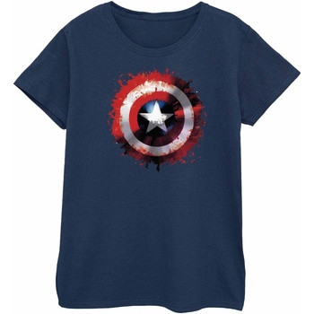 textil Mujer Camisetas manga larga Marvel Avengers Captain America Art Shield Azul