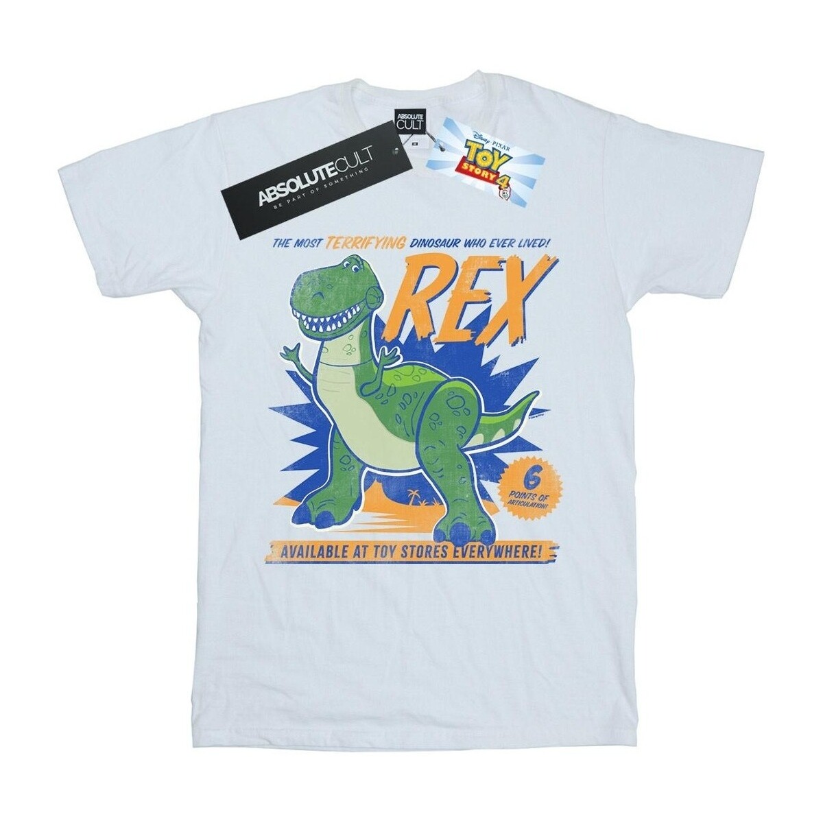 textil Hombre Camisetas manga larga Disney Toy Story 4 Rex Terrifying Dinosaur Blanco