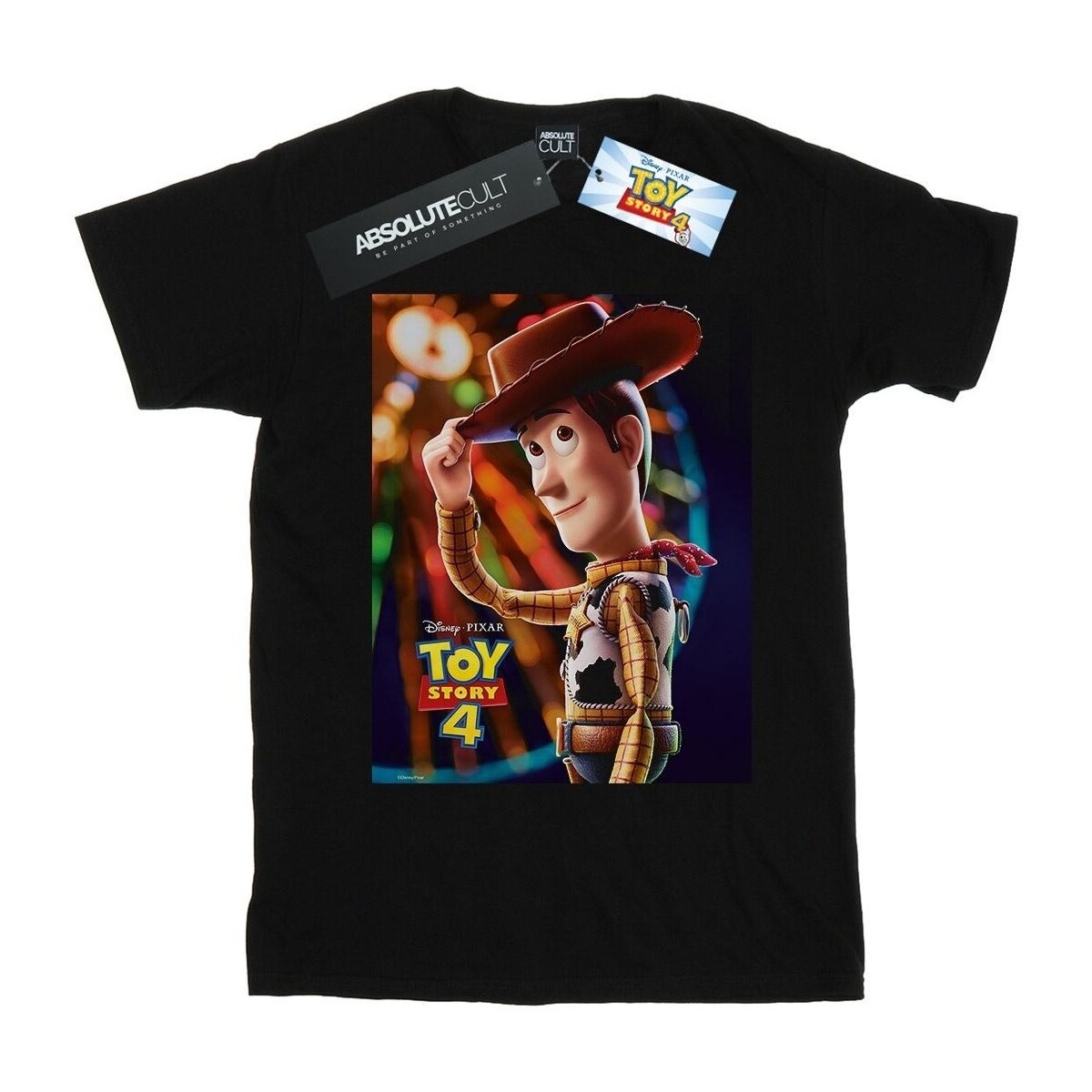 textil Hombre Camisetas manga larga Disney Toy Story 4 Woody Poster Negro