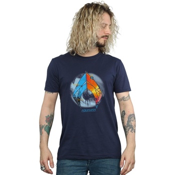 textil Hombre Camisetas manga larga Dc Comics Aquaman Tropical Logo Azul