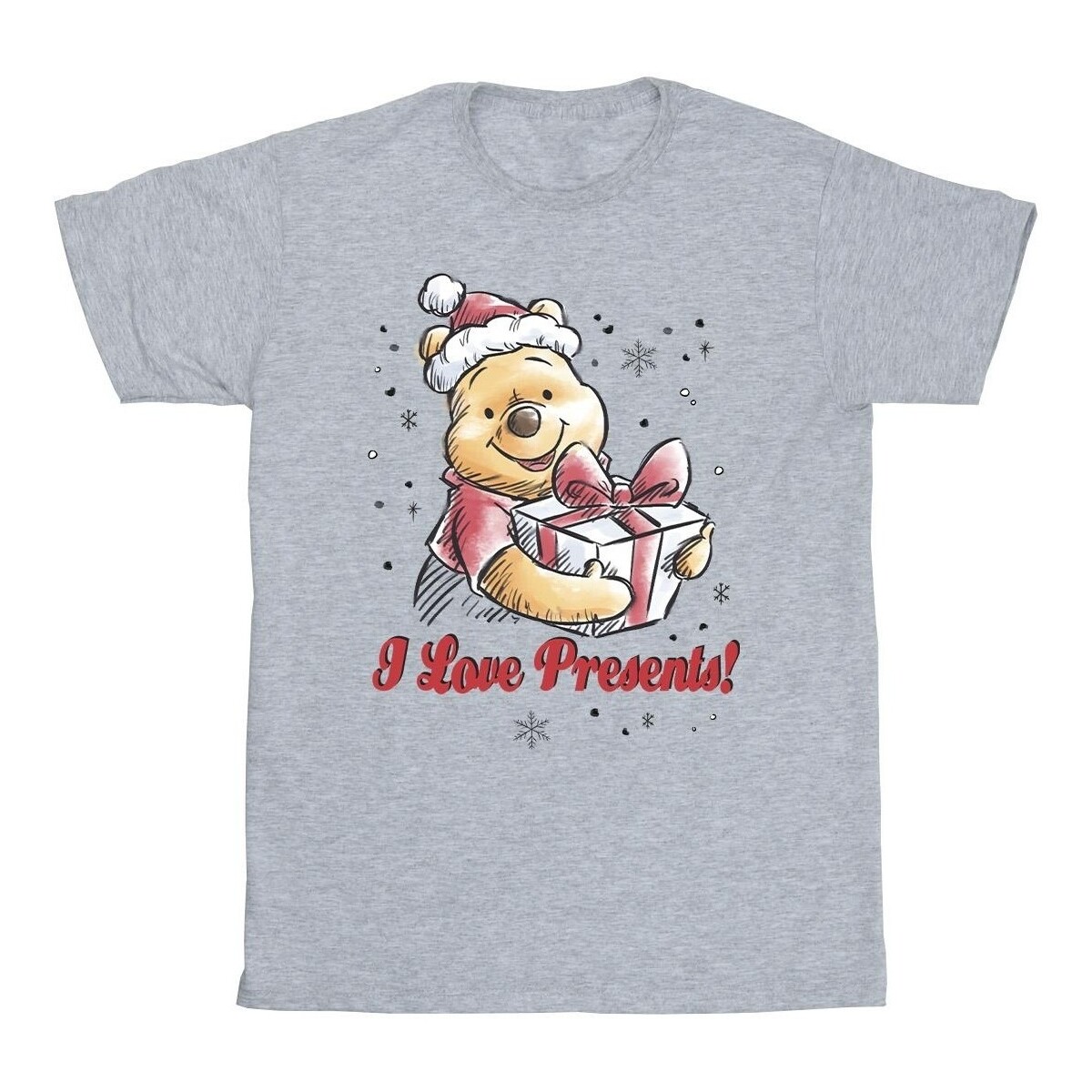 textil Hombre Camisetas manga larga Disney Winnie The Pooh Love Presents Gris