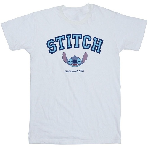 textil Hombre Camisetas manga larga Disney Lilo And Stitch Collegial Blanco