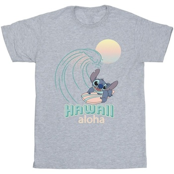 textil Hombre Camisetas manga larga Disney Lilo And Stitch Hawaii Gris
