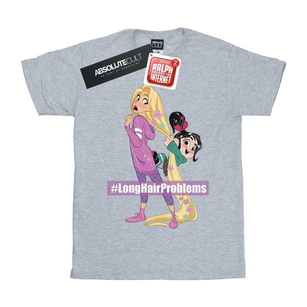 textil Hombre Camisetas manga larga Disney Wreck It Ralph Rapunzel And Vanellope Gris