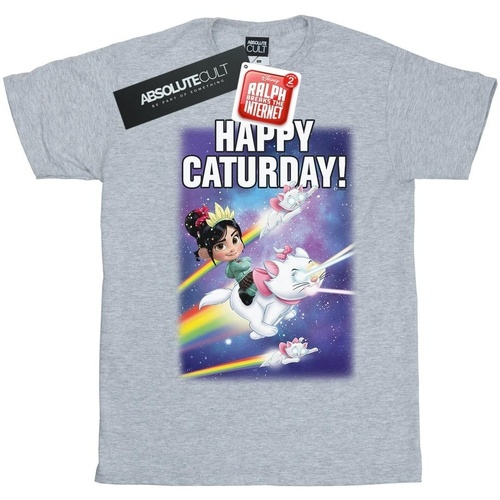textil Hombre Camisetas manga larga Disney Wreck It Ralph Happy Caturday Gris