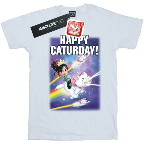 textil Hombre Camisetas manga larga Disney Wreck It Ralph Happy Caturday Blanco