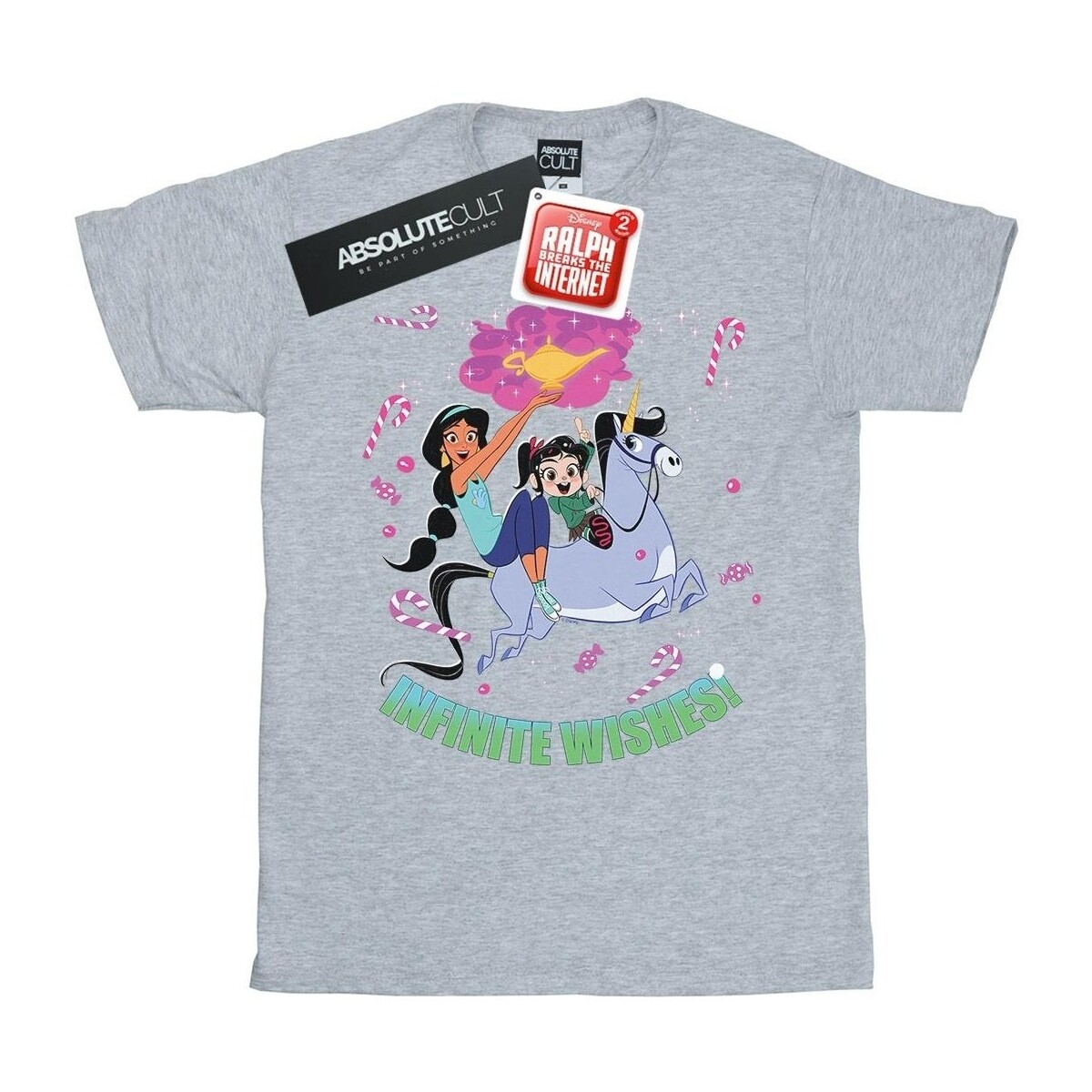textil Hombre Camisetas manga larga Disney Wreck It Ralph Jasmine And Vanellope Gris