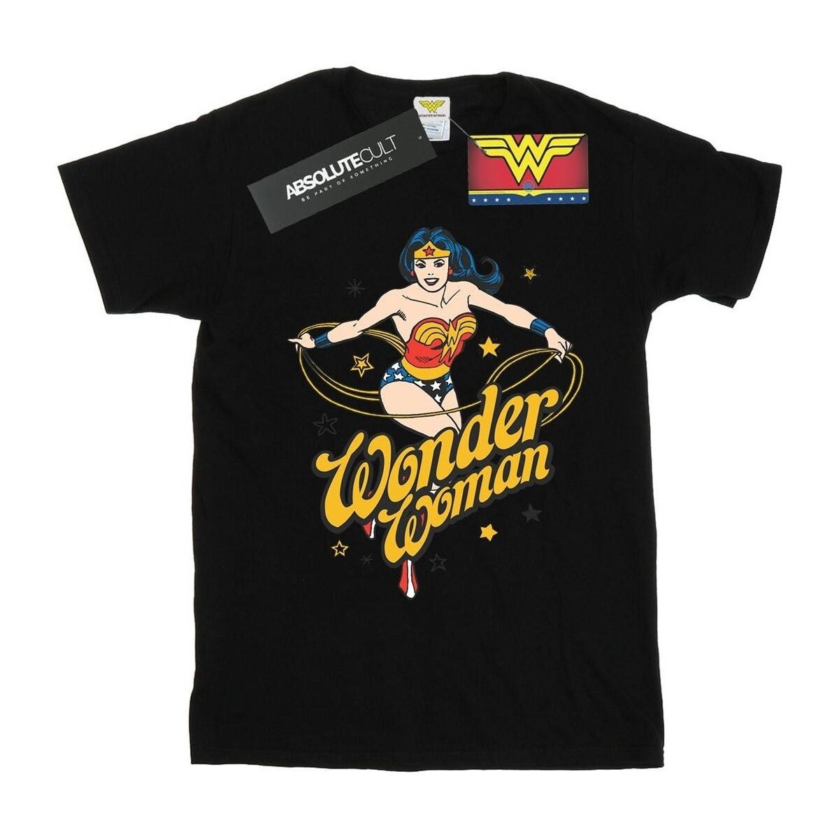 textil Hombre Camisetas manga larga Dc Comics Wonder Woman Stars Negro
