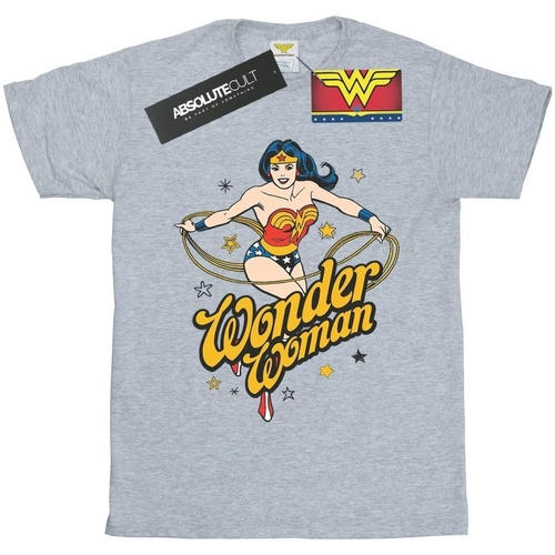 textil Hombre Camisetas manga larga Dc Comics Wonder Woman Stars Gris