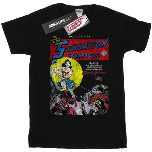 textil Hombre Camisetas manga larga Dc Comics Wonder Woman Sensation Comics Issue 1 Cover Negro