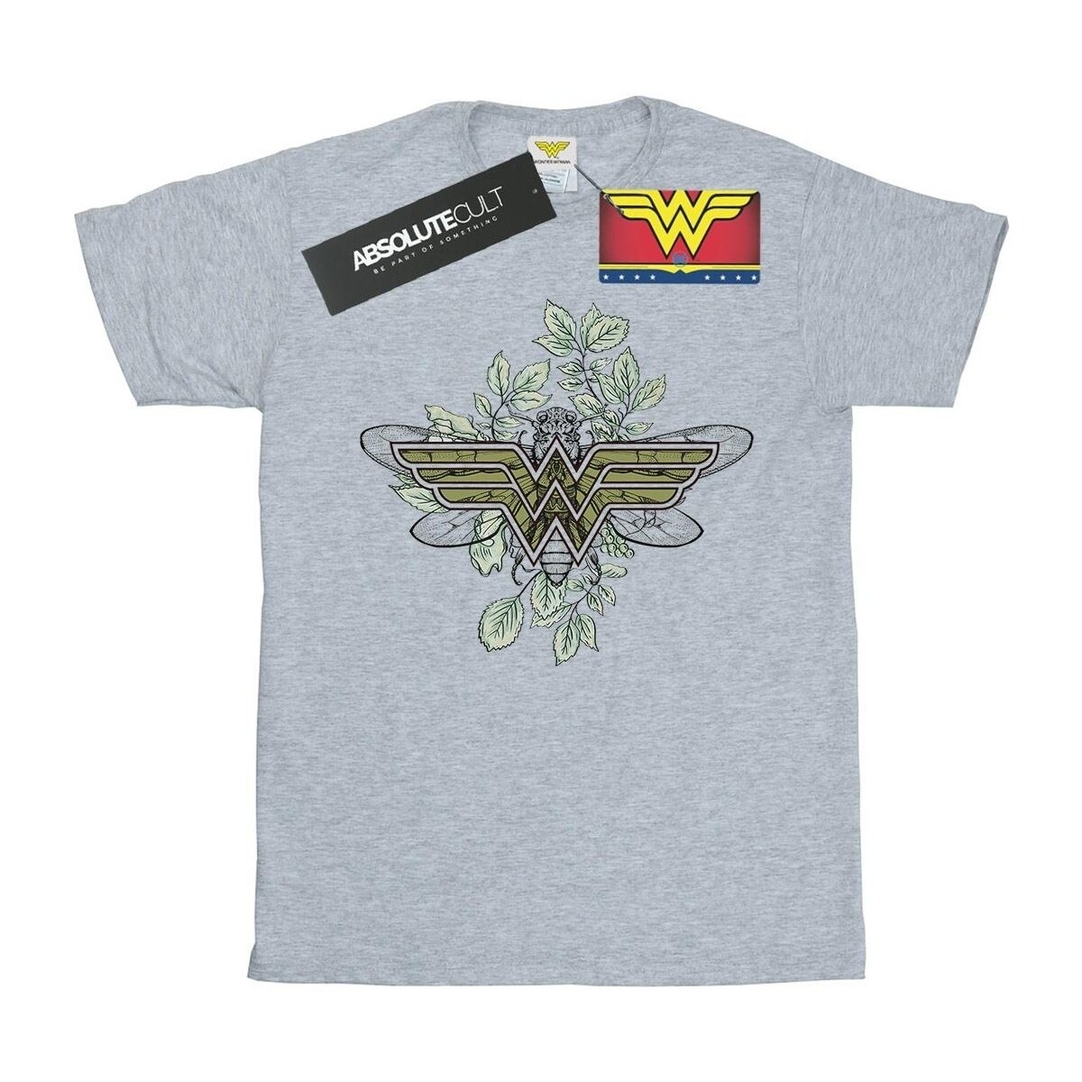 textil Hombre Camisetas manga larga Dc Comics Wonder Woman Butterfly Logo Gris
