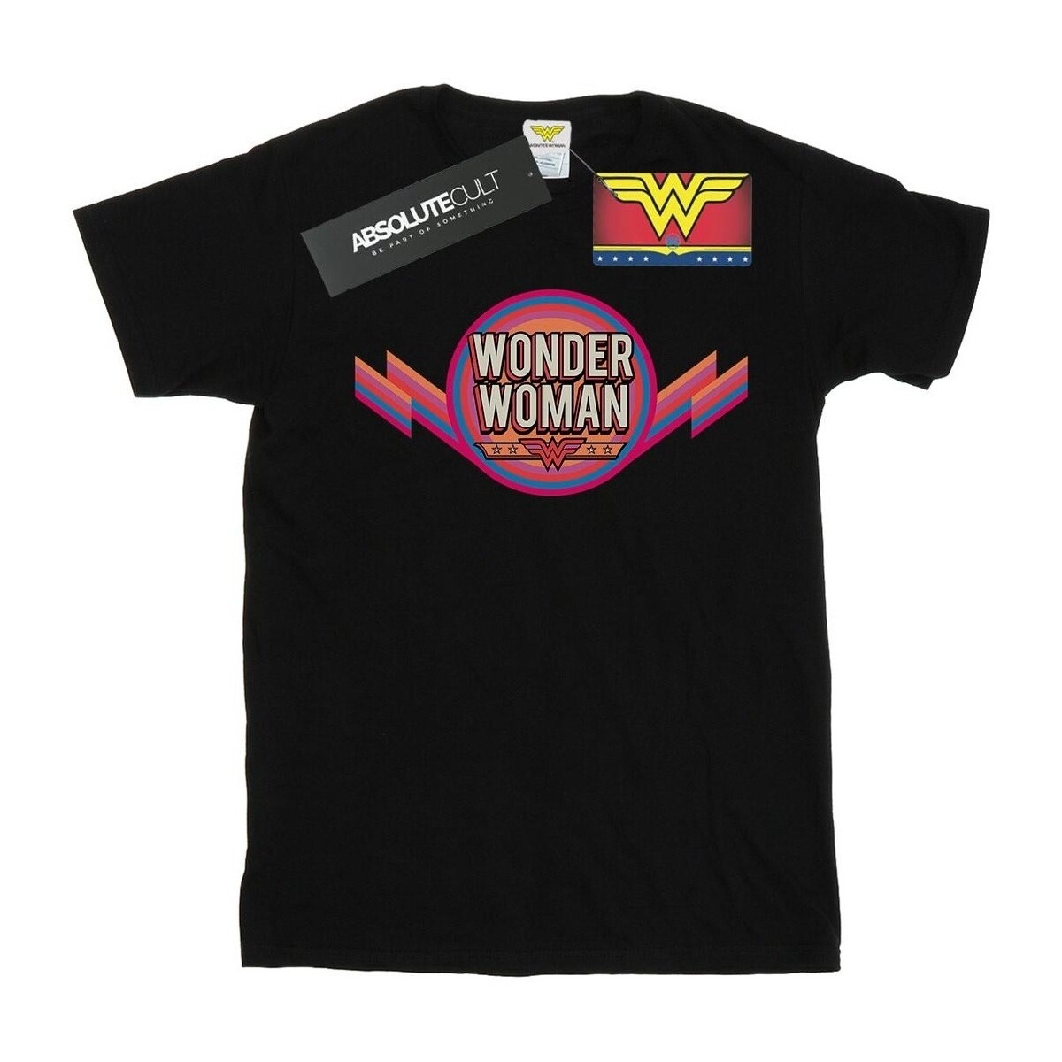 textil Hombre Camisetas manga larga Dc Comics Wonder Woman Rainbow Logo Negro