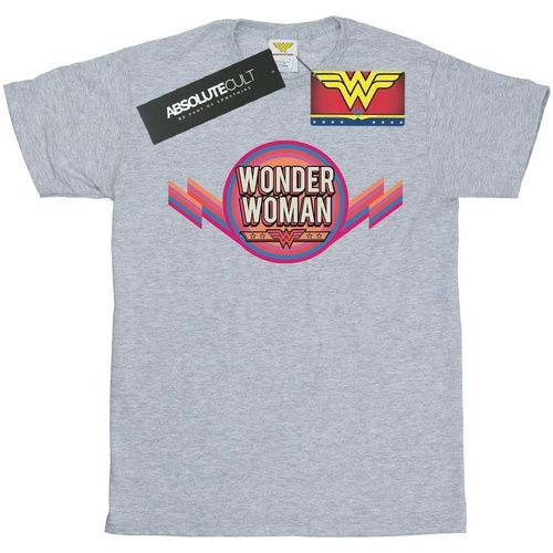 textil Hombre Camisetas manga larga Dc Comics Wonder Woman Rainbow Logo Gris