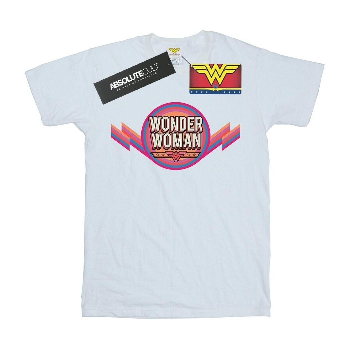 textil Hombre Camisetas manga larga Dc Comics Wonder Woman Rainbow Logo Blanco