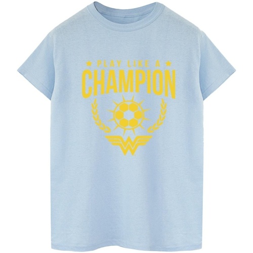 textil Hombre Camisetas manga larga Dc Comics Wonder Woman Play Like A Champion Azul