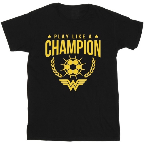 textil Hombre Camisetas manga larga Dc Comics Wonder Woman Play Like A Champion Negro