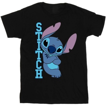 textil Hombre Camisetas manga larga Disney Lilo And Stitch Posing Negro