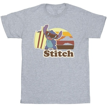 textil Hombre Camisetas manga larga Disney Lilo And Stitch Bitten Surfboard Gris