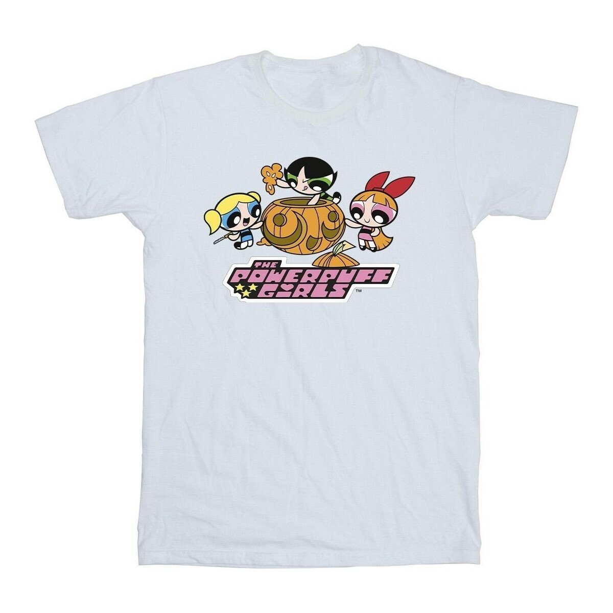 textil Hombre Camisetas manga larga The Powerpuff Girls Girls Pumpkin Blanco