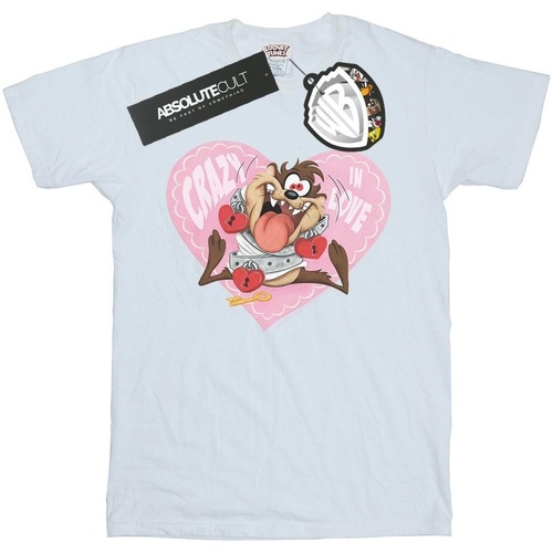 textil Mujer Camisetas manga larga Dessins Animés Taz Valentine's Day Crazy In Love Blanco