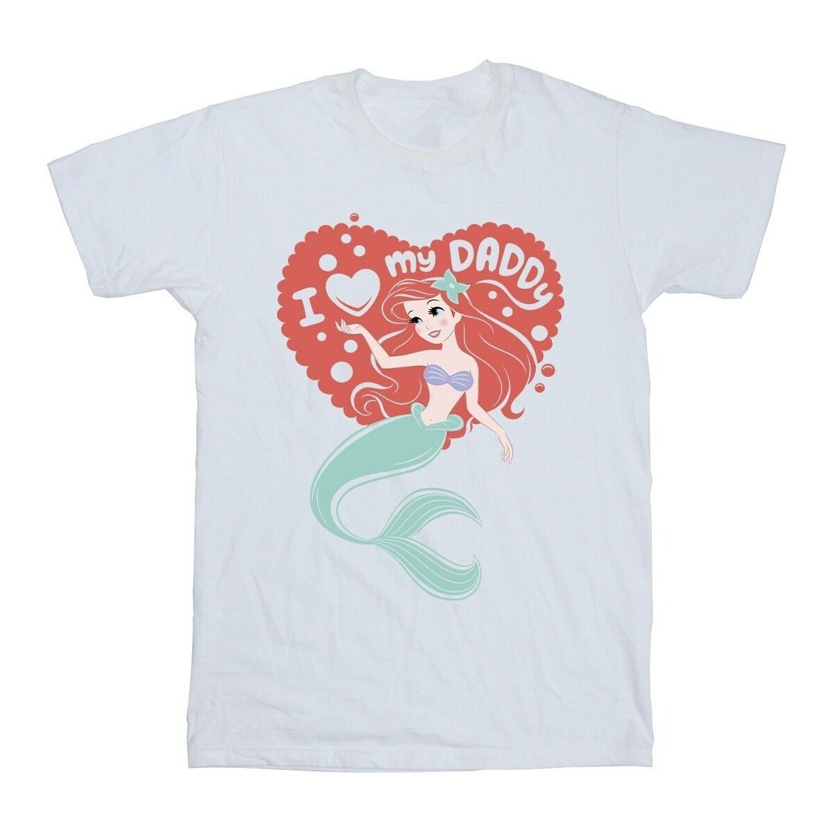 textil Hombre Camisetas manga larga Disney The Little Mermaid Love Daddy Blanco