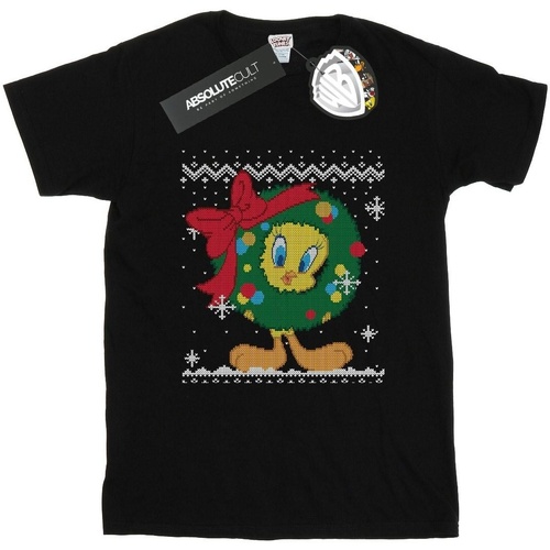 textil Hombre Camisetas manga larga Dessins Animés Tweety Pie Christmas Fair Isle Negro
