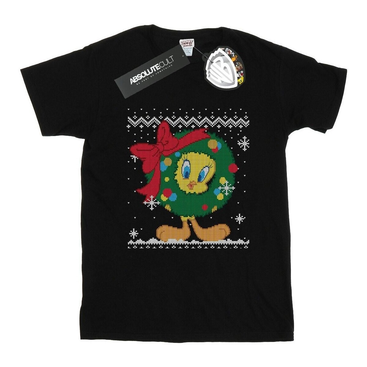 textil Hombre Camisetas manga larga Dessins Animés Tweety Pie Christmas Fair Isle Negro
