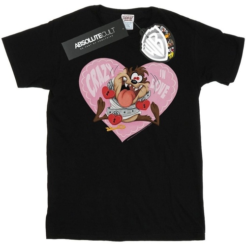 textil Hombre Camisetas manga larga Dessins Animés Taz Valentine's Day Crazy In Love Negro