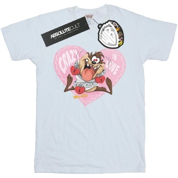 textil Hombre Camisetas manga larga Dessins Animés Taz Valentine's Day Crazy In Love Blanco
