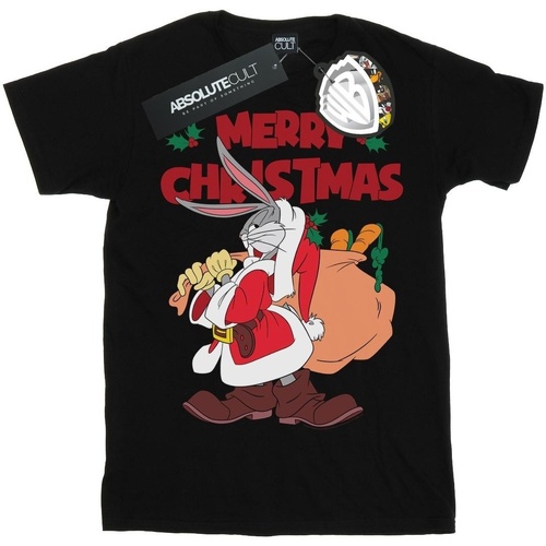 textil Hombre Camisetas manga larga Dessins Animés Santa Bugs Bunny Negro