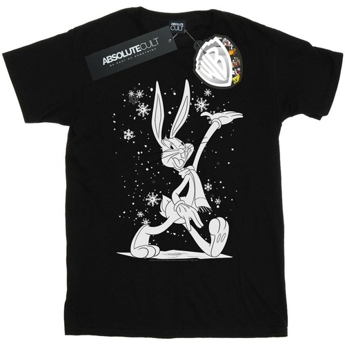 textil Hombre Camisetas manga larga Dessins Animés Bugs Bunny Let It Snow Negro