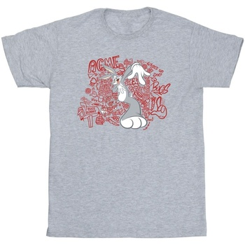 textil Niño Camisetas manga corta Dessins Animés ACME Doodles Bugs Bunny Gris