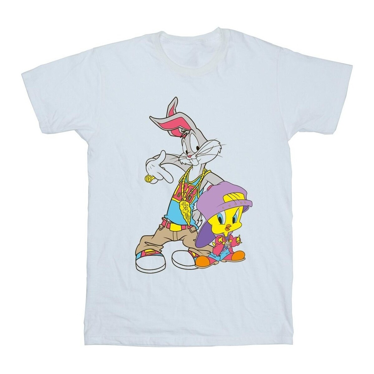 textil Hombre Camisetas manga larga Dessins Animés Bugs And Tweety Hip Hop Blanco