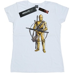 textil Mujer Camisetas manga larga Star Wars: The Rise Of Skywalker C-3PO Chewbacca Bow Caster Blanco