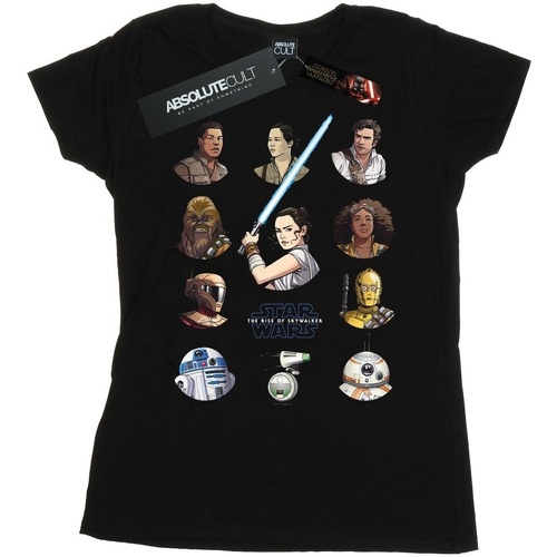 textil Mujer Camisetas manga larga Star Wars: The Rise Of Skywalker Resistance Character Line Up Negro