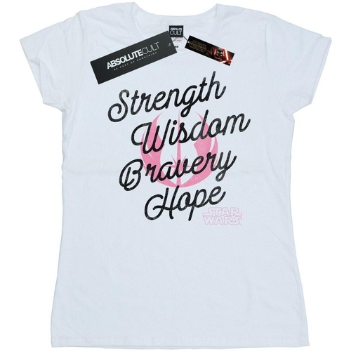 textil Mujer Camisetas manga larga Star Wars: The Rise Of Skywalker Strength Wisdom Bravery Hope Blanco